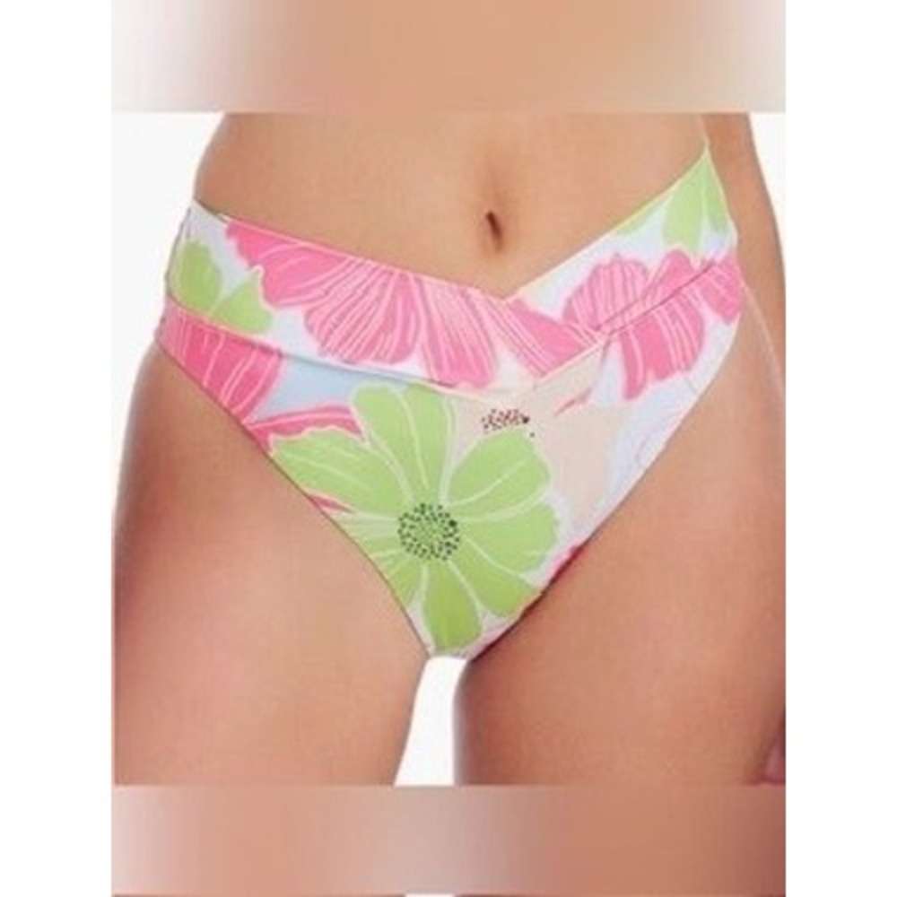 NWT Sanctuary Bikini Bottoms Women White Pink Floral S V-Front High Waist